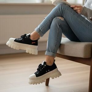 Palladium Revolt Lo TX Platform Sneakers Black Marshmallow 8.5